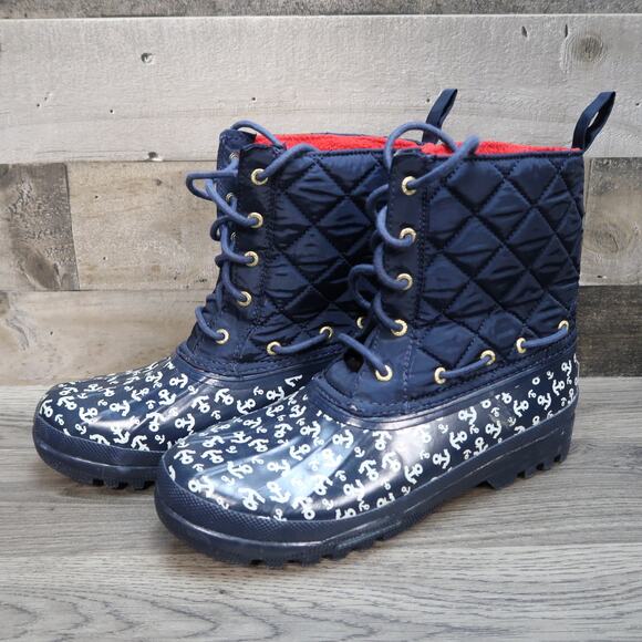 Sperry Top Sider Duck Boot Womens 8 Blue Anchor Waterproof Rubber - Picture 1 of 5